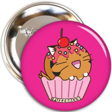 Fuzzballs Button - Tiger cupcake