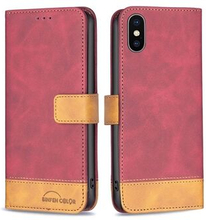 BINFEN COLOR BF Leather Case Series-7 Style 11 PU Leather Shell for iPhone X/XS , Splicing Leather D