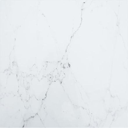 vidaXL Bordsskiva vit 50x50 cm 6 mm härdat glas med marmortextur