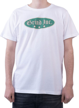 GRIND Inc Old School Logo Tee Herren Kurzarm-Shirt mit Logo-Print Baumwoll-T-Shirt GITR003 Weiß
