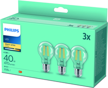 Glödlampa 3-pack E27 Normal Klar 40W 470lm Philips