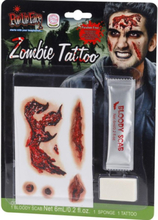 Zombie Tattoo - Sett med Sårtattovering, Blod og Svamp