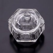 Kristallglas Nail Art Acryl Dappen Dish Schüssel Tasse flüssige Pulver mit Cap Deckel