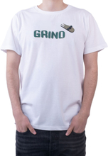 GRIND Inc Pizza Tee Herren Rundhals-Shirt mit Front-Print Baumwoll-T-Shirt GITR005 Weiß
