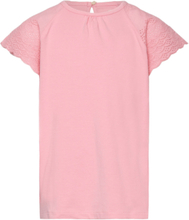Top Lace Tops T-shirts Short-sleeved Pink Creamie