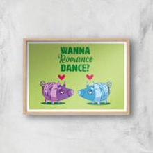 Viva Pinata Wanna Romance Dance Pig Art Print Giclee Art Print - A4 - Wooden Frame