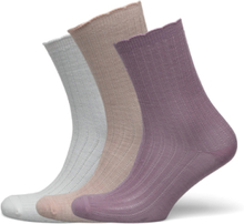 Sock 3 P Merino Pointelle Scal Lingerie Socks Regular Socks Pink Lindex