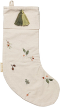 Christmas Stocking - Yule Greens Embroidery - Natural Home Decoration Christmas Decoration Cream Fabelab