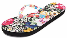 Flower Print Clip Toe Flat Slip On Summer Beach Flip Flops Slippers