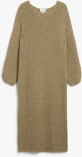 Chunky knit long sleeve midi dress - Brown