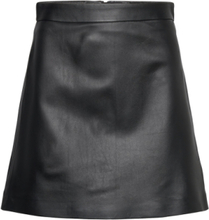 Leather A-Line Mini Skirt Kort Nederdel Black IVY OAK