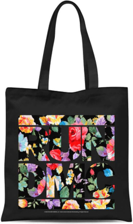 Floral RUN DMC Tote Bag - Black