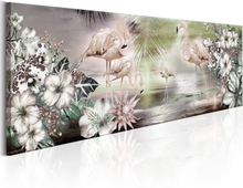Billede - Flamingoes and Flowers - 135 x 45 cm