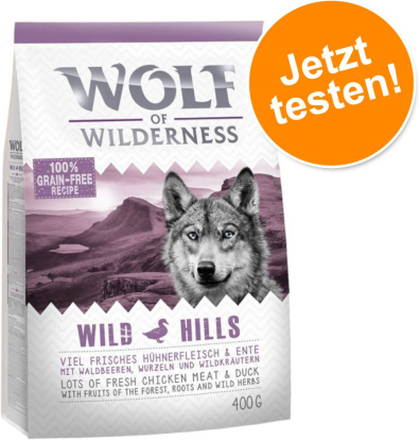 Wolf of Wilderness - getreidefrei - Probierbeutel - JUNIOR Wild Hills - Ente (400 g)