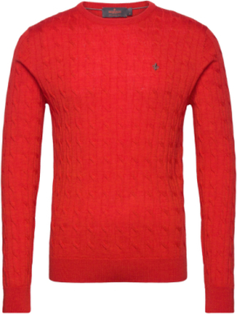 Merino Cable Ck Designers Knitwear Round Necks Red Morris