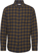 "Loose Fit Checkered Shirt - Gots/Ve Tops Shirts Casual Green Knowledge Cotton Apparel"