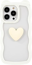 Til iPhone 13 Pro Max mobiltelefon etui Cute Heart Bear Ear Decor Aftageligt 2-i-1 PC+TPU mobiltele