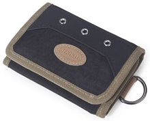 JEMINAL 21511# Mænd Trifold tegnebog Magic Tape lukning Lærreds møntpung Kortholder med Ring