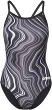 Women's Swimsuit Lightdrop Back Marbled Black-Blac Sport Swimsuits Black Arena