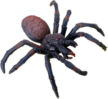 Nep spin 15 cm - zwart/bruin - stretchy tarantula - Horror/griezel thema decoratie beestjes