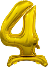 Sifferballong med Ställning Guld Metallic - Siffra 4