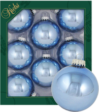 Kerstballen - 8x stuks - lichtblauw - glas - 7 cm - glans