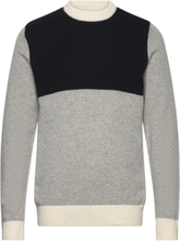 Akrico Colorblock Lambswool Tops Knitwear Round Necks Grey Anerkjendt
