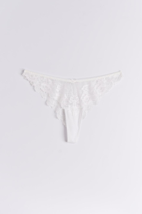 Gina Tricot - v-shaped lace thong - Truser - White - XL - Female