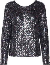 Sequin Blouse Tops Blouses Long-sleeved Grey A-View
