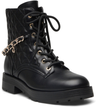 Xenia Shoes Boots Ankle Boots Laced Boots Svart GUESS*Betinget Tilbud