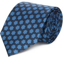 Cravatta su misura, Lanieri, Pura Seta Blu Scuro Microdesign, Quattro Stagioni | Lanieri