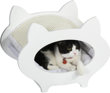 Cuccia per gatti con casetta e tiragraffi rivestimento in peluche cuscino