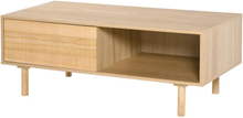 Tavolino tavolo da salotto stile nordico con anta e vano aperto colore legno