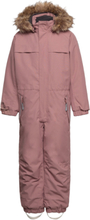 Coverall W. Fake Fur Outerwear Coveralls Snow-ski Coveralls & Sets Pink Color Kids
