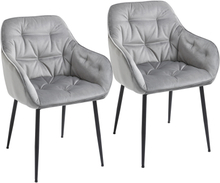 2 Sedie moderne imbottite stile nordico sedia in velluto e metallo grigio