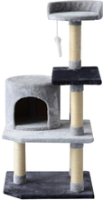 Albero tiragraffi per gatti di 3 livelli con topolino grigio, 48x48x100cm