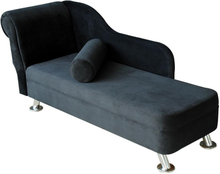 Chaise longue divano con cuscino rotondo in flanella, nero, 160x56x75cm