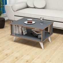Tavolino da caffè da divano porta riviste antracite noce bianco legno Nicol 70