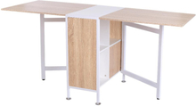 Tavolo pieghevole scrivania con 4 scompartimenti, rovere e bianco 169x62x75cm