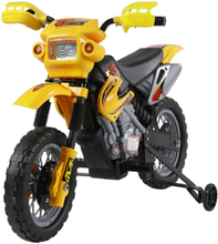 Moto cross elettrica per bambini con rotelle, giallo
