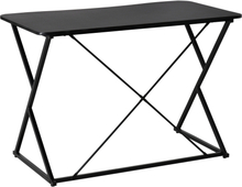 Tavolo scrivania compatta in metallo e legno nero studio soggiorno salotto