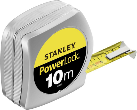Flessomentro nastro 10mt metro acciaio powerlock clip aggancio Stanley 0-33-442
