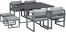 Set con tavolo sedie sgabelli da giardino salotto da esterno in alluminio grigio