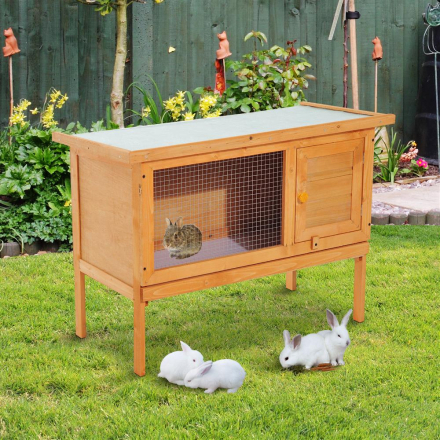 Gabbia per conigli conigliera da esterno in legno di abete, 90x45x65cm
