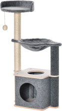 Albero tiragraffi palestra per gatti con casetta amaca cuccia e corde grigio