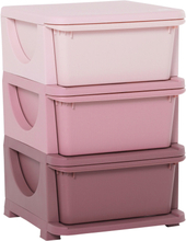 Cassettiera in plastica colorata per cameretta bambini con 3 cassetti rosa