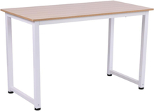 Tavolo scrivania in legno mdf color rovere e gambe in metallo bianco