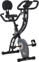 Cyclette pieghevole con schienale e bande elastiche display lcd grigia