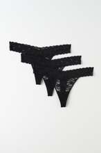 Gina Tricot - 3-pack lace string - Truser - Black - S - Female