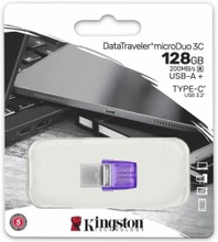 Kingston DataTraveler DT Micro Duo 3C 128 GB, USB Type-C and Type-A, Purple
